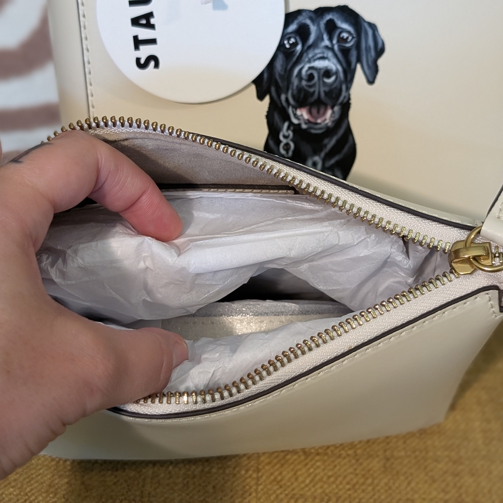 NWT STAUD Cream Mini Shoulder Bag with Black Dog - Picture 8 of 12